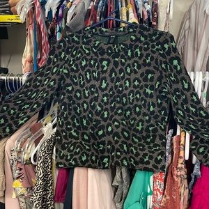 Sweater Weather! Marc Jacobs crop green and black cheetah print sweater